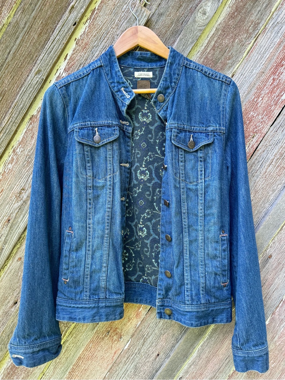 Ruff Hewn Denim Jacket M 100% Cotton Floral Corduroy Lined
